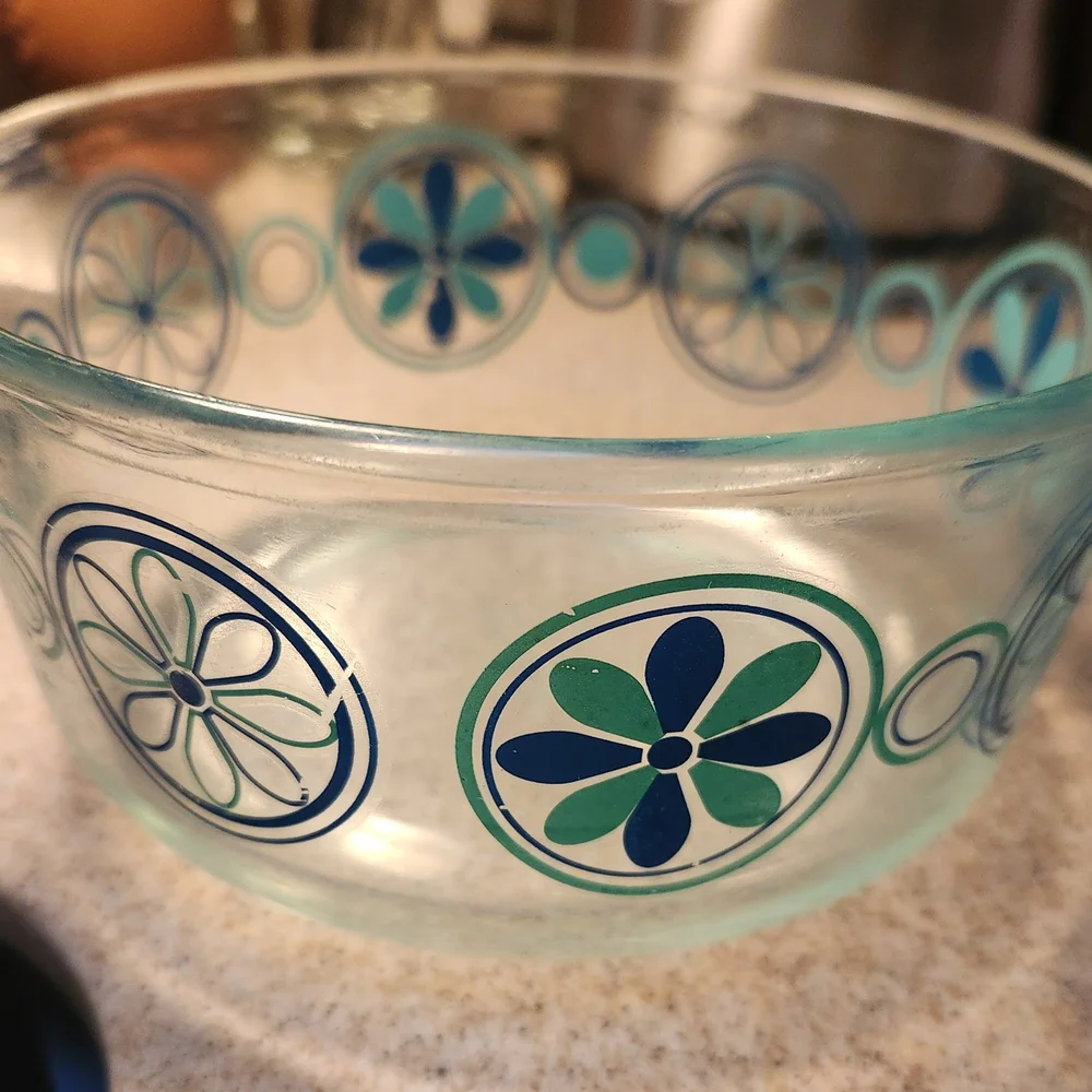 Elegant Glass with Blue and‎ Green Motifs